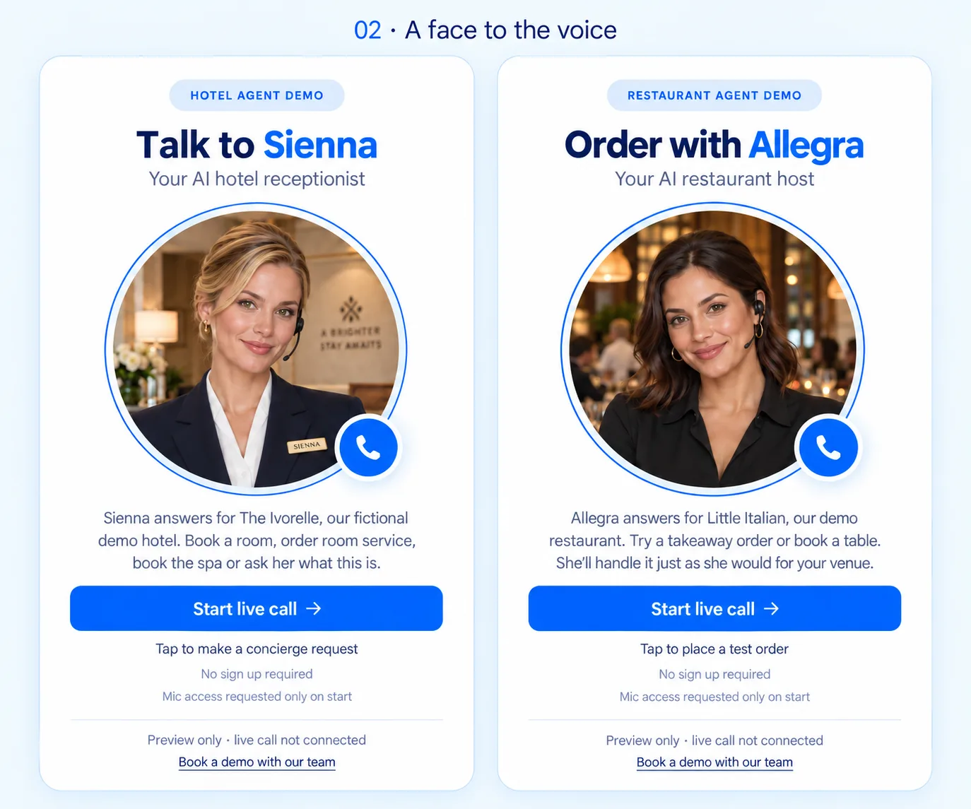Sienna, your AI hotel agent, wearing a headset